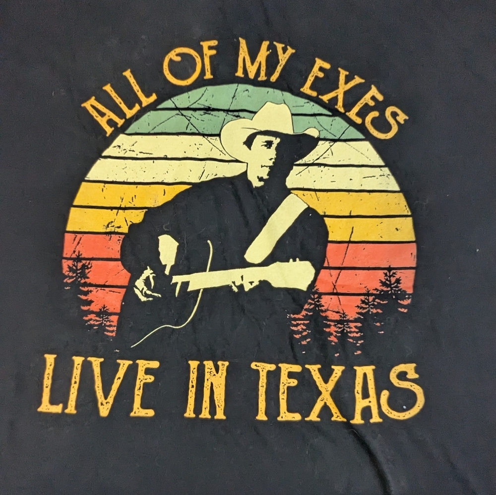 George Strait "All My Ex's Live in Texas"  Black Tee Shirt 2X